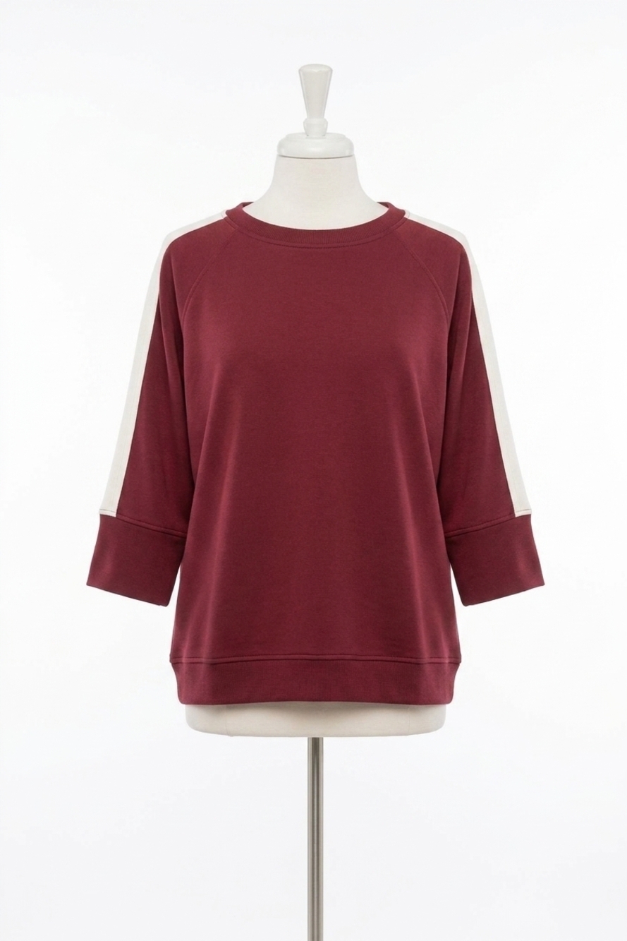 NEW SHE + SKY women's half sleeve scuba knit top in blue